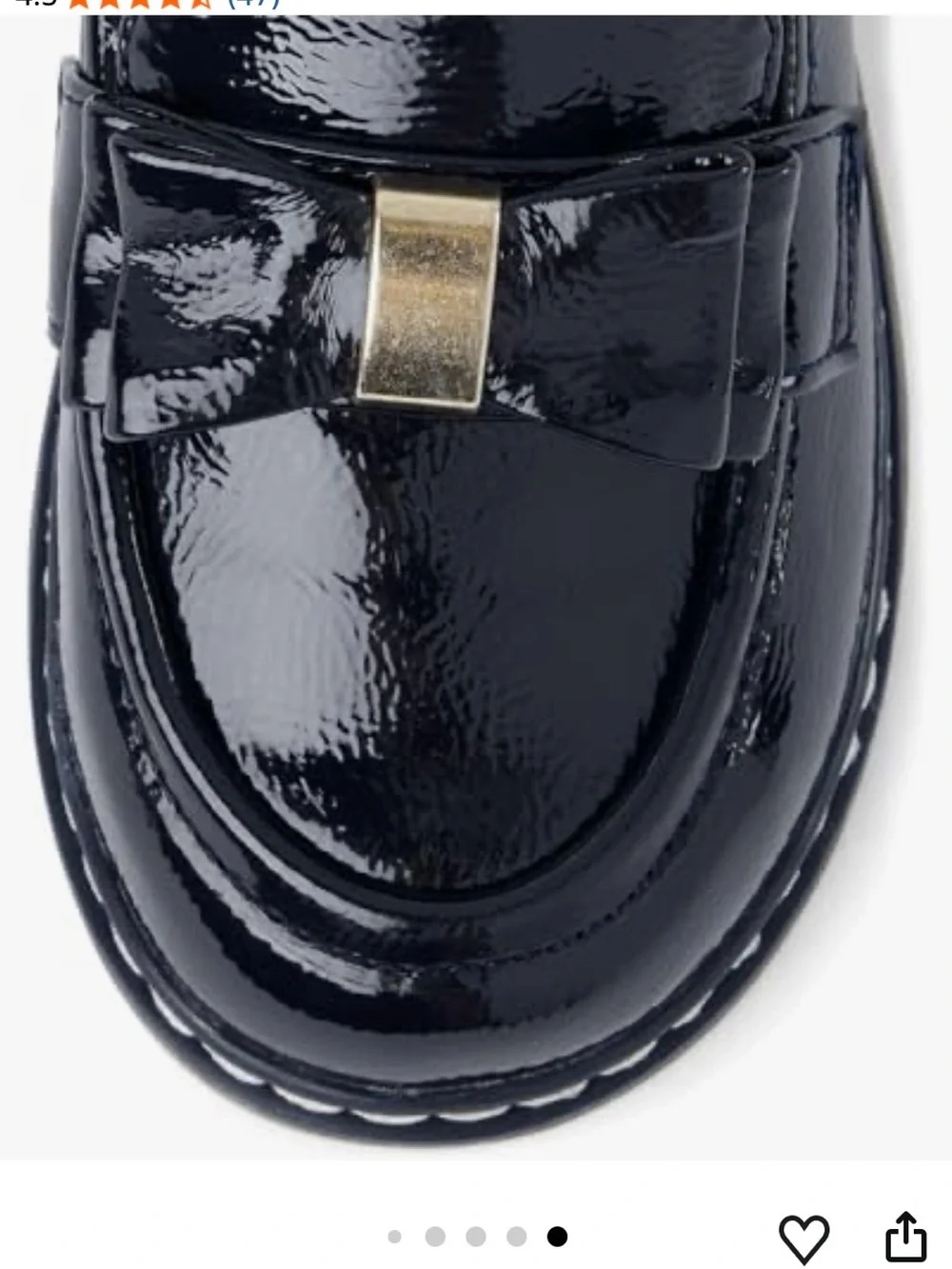 Gymboree Girls' Navy Patent Bow Loafers size 2 with gold bow detail